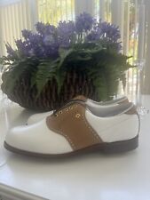 NEW VTG Footjoy Classics USA  all leather Mens Golf Shoes 51698 white/tan 12D picture