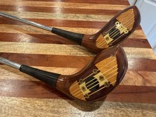 Vintage Cleveland Classic Persimmon Wood Set 3 & 5 Oil Hardened Tc-15 Lh Rare picture