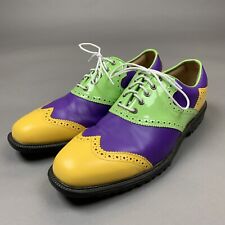 FootJoy Icon Spikeless Golf Shoes Leather Mens Sz 10 Used Tri Color Y G P picture