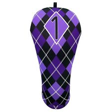 BeeJos Purple and Black Argyle Golf Club Head Covers picture