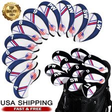 10 Pcs Golf Head Cover Set Club Iron Headcovers Protect Set Neoprene Us Usa Flag picture