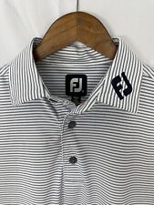 FootJoy Polo Golf Shirt White Navy Blue Striped FJ Tour Collar Men's Small picture