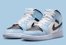 Nike Air Jordan 1 Mid Ice Blue Black White UNC Shoes 555112-401 (GS) Youth Sizes picture