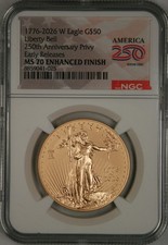 1776-2026-w $50 Enhanced Finish Gold Eagle Ngc Ms70er 250th Anniversary Privy  picture