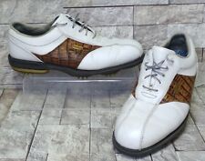 FootJoy FJ DryJoys ECL Golf Shoes Mens Saddle Croc Brown White Leather sz 9.5 XW picture