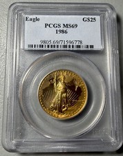 1986 American Gold Eagle G$25 1/2 Oz Pcgs Ms69 picture
