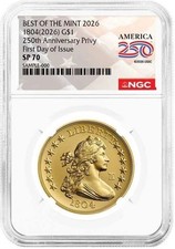1804(2026) Best Of The Mint Gold Dollar G$1 Ngc Sp70 Fdi First Day Of Issue picture