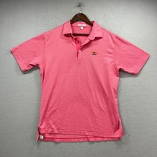 Peter Millar Baltusrol Golf Resort Polo Shirt Mens L Pink Check Preppy Casual picture