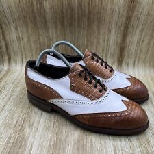FootJoy Classics Lizard Men's Size 8 D Golf Shoes Brown White Leather 57349 picture