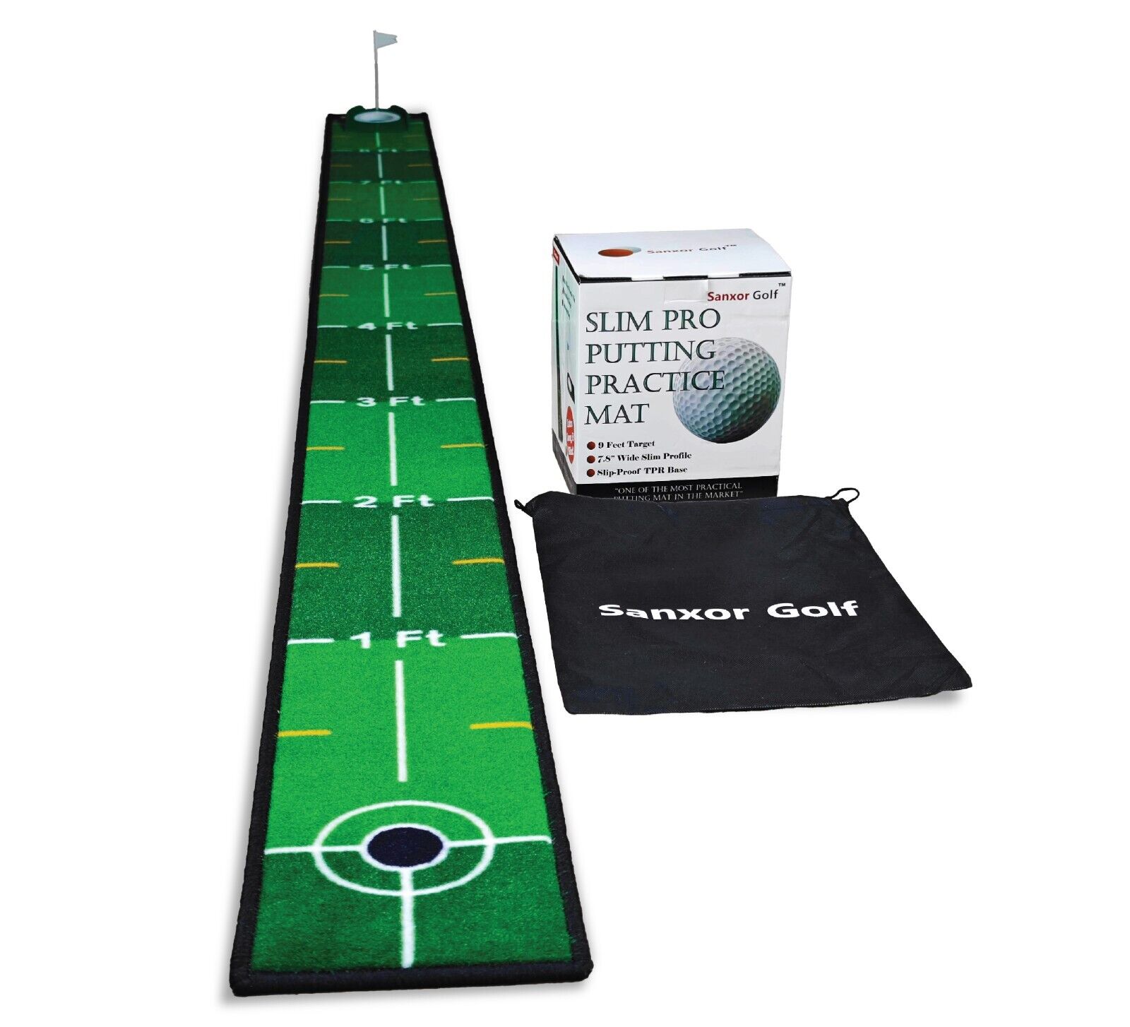 Putting Practice Mat With Practice Target Extra Slim Space Saving 10 Ft