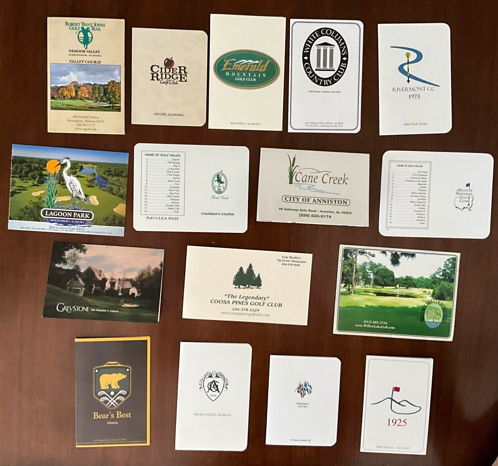 Lot of 16 Golf Scorecards from Georgia and Alabama, Mint Unused
