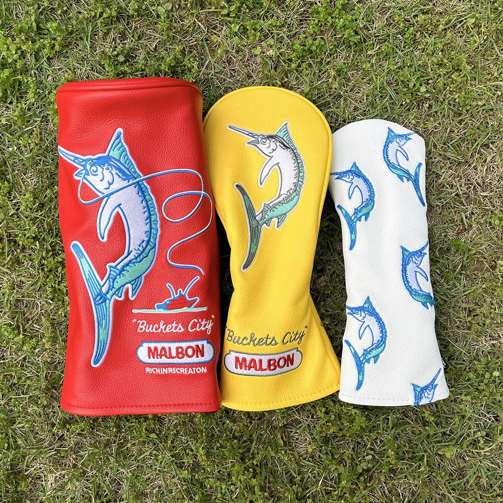 Malbon Golf Club Headcovers Swordfish, Wood Driver Hybrid Putter Mallet Malbon Golf Club Headcovers Swordfish, Wood Driver Hybrid Putter Mallet