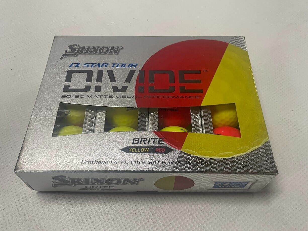 Srixon Q-Star Tour Divide Golf Balls (Brite Yellow/Red, 2021, 12pk) 1 Dozen -NEW