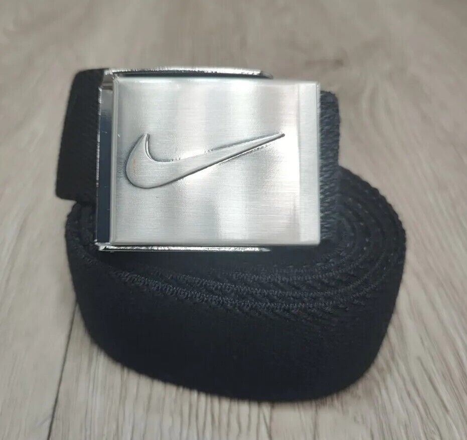 Nike Men\'s Belt Black Stretch Web Golf OSFA Silver buckle adjustable 