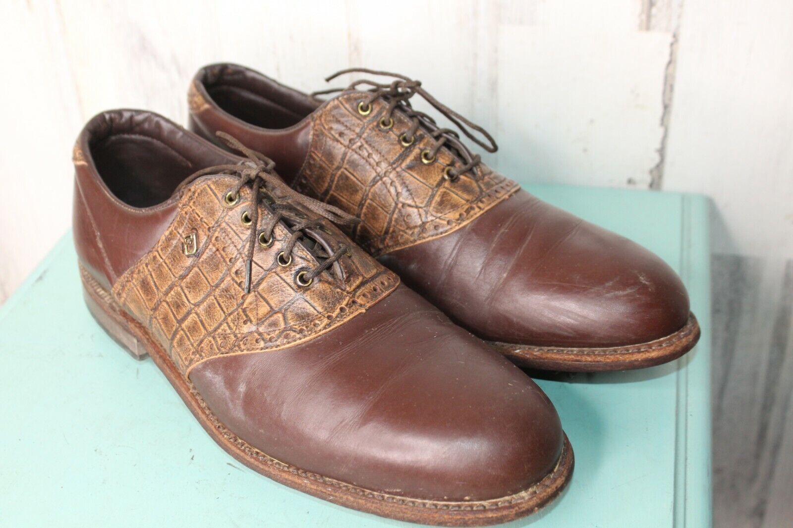 Footjoy 10 D Brown Leather Golf Men\'s Shoes 
