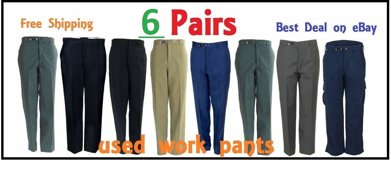 6 Used Uniform Work Pants Cintas, Aramark, Dickies. 6 Used Uniform Work Pants Cintas, Aramark, Dickies.