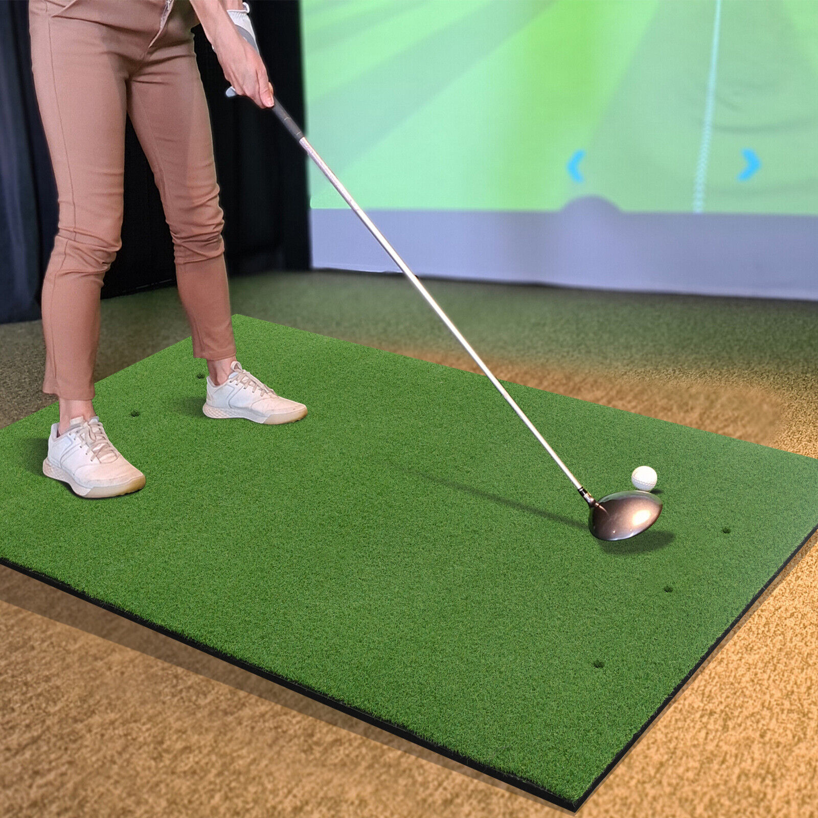Golf Practice Hitting Mat Premium Turf w/2 Tees & Alignment Sticks 5 x 4 FT 25mm