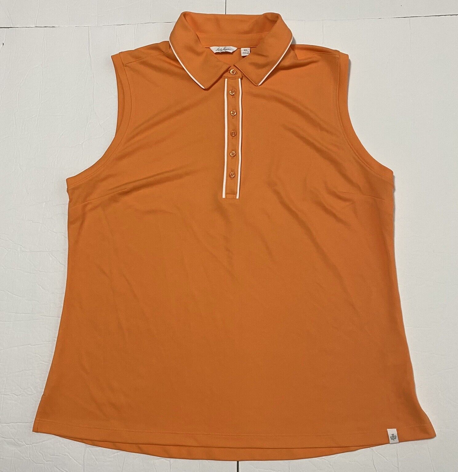 LADY HAGEN Women Size XL Fresh Mandarin Piped Sleeveless Polo Shirt