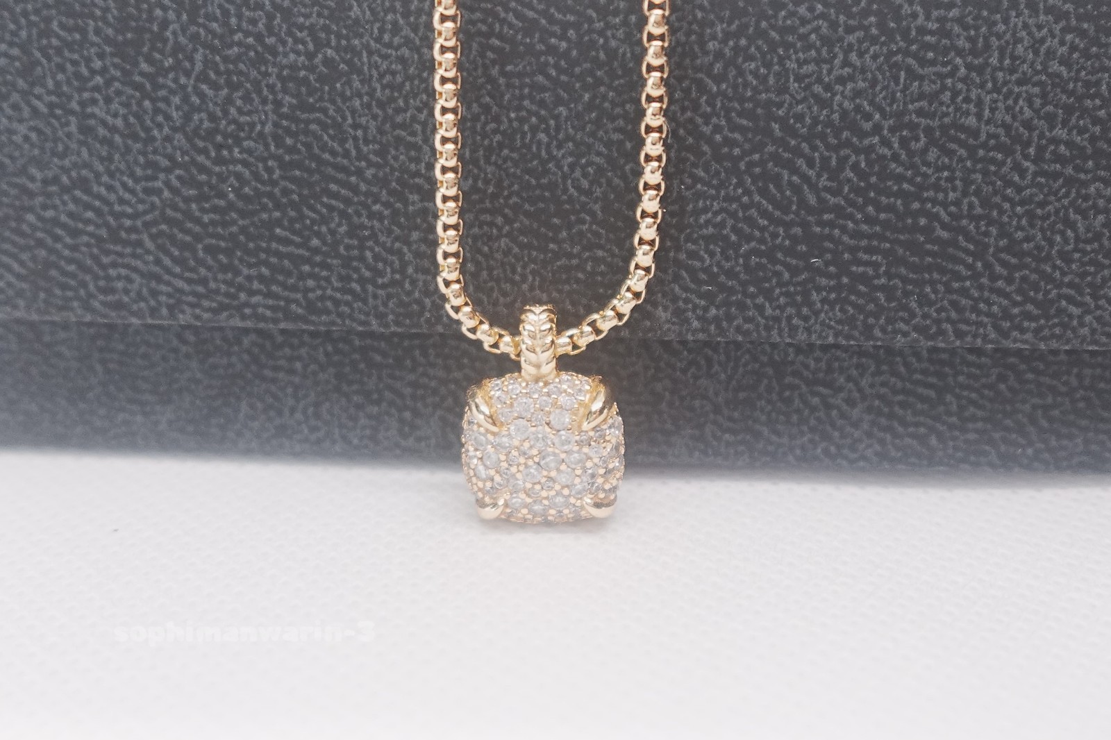 Gift*14mmDavid 18K Gold Pave Diamond Pendant Necklace Gift*14mmDavid 18K Gold Pave Diamond Pendant Necklace