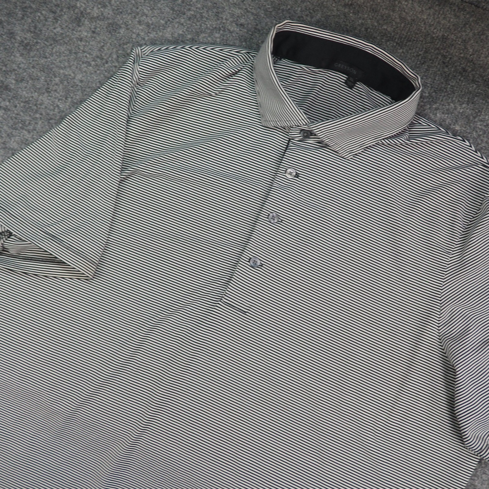 Greyson Polo Shirt Mens XL Short Sleeve Black White Striped Golf Performance Greyson Polo Shirt Mens XL Short Sleeve Black White Striped Golf Performance