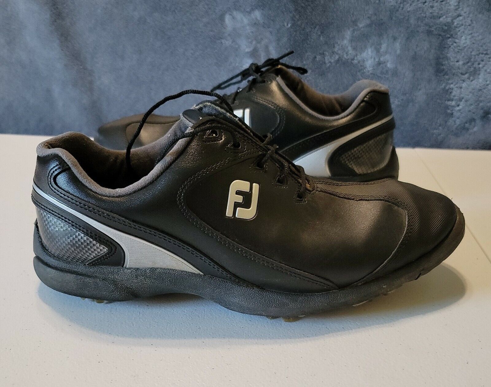 FOOT JOY Soft Spike Golf Shoes # 58038 Black/Silver Men\'s Size 10 M