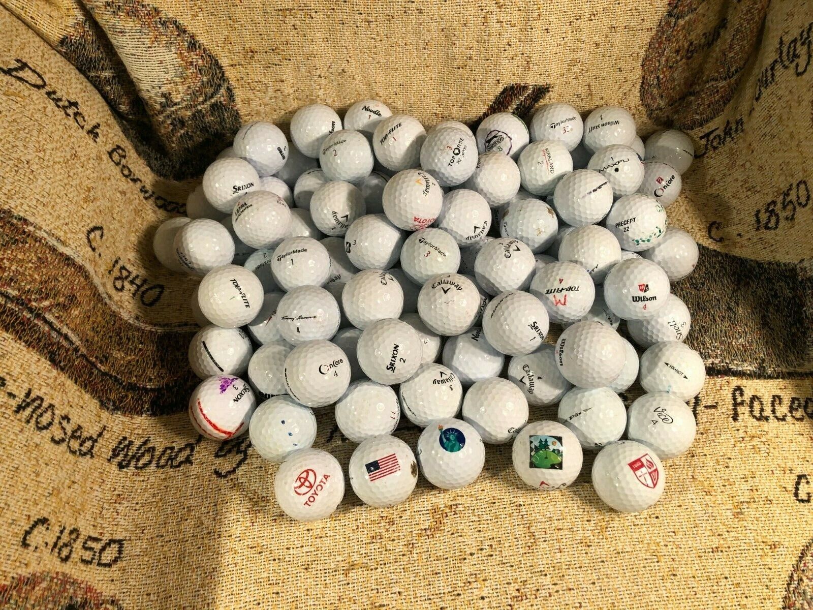 Callaway, Taylor Made, Srixon, Pinnacle, and Maxfli used AAAA Golf Balls (100)