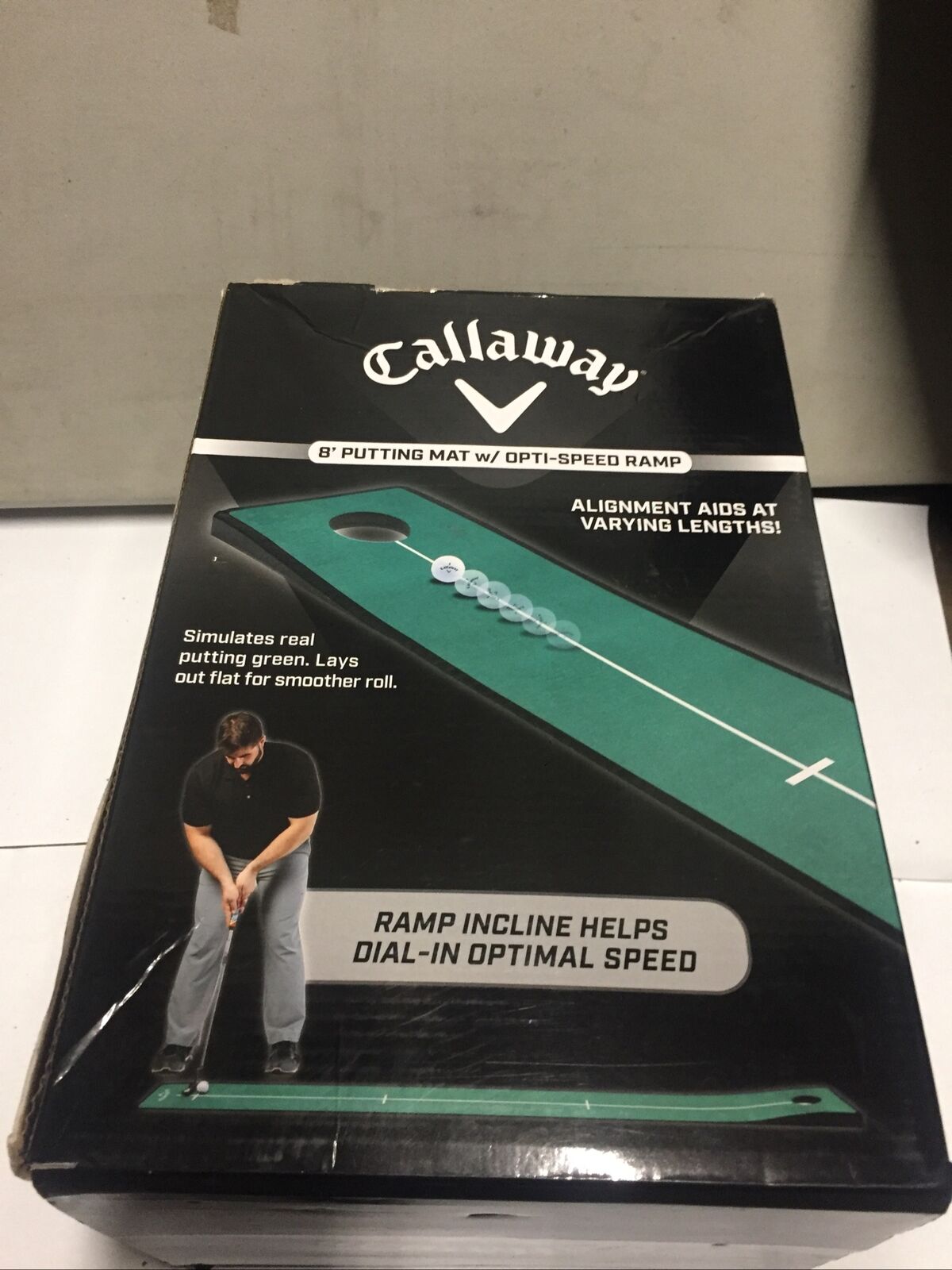 New Callaway - 8ft Putting Golf Mat with Opti-Speed Ramp 8’ Long X 1’ Wide