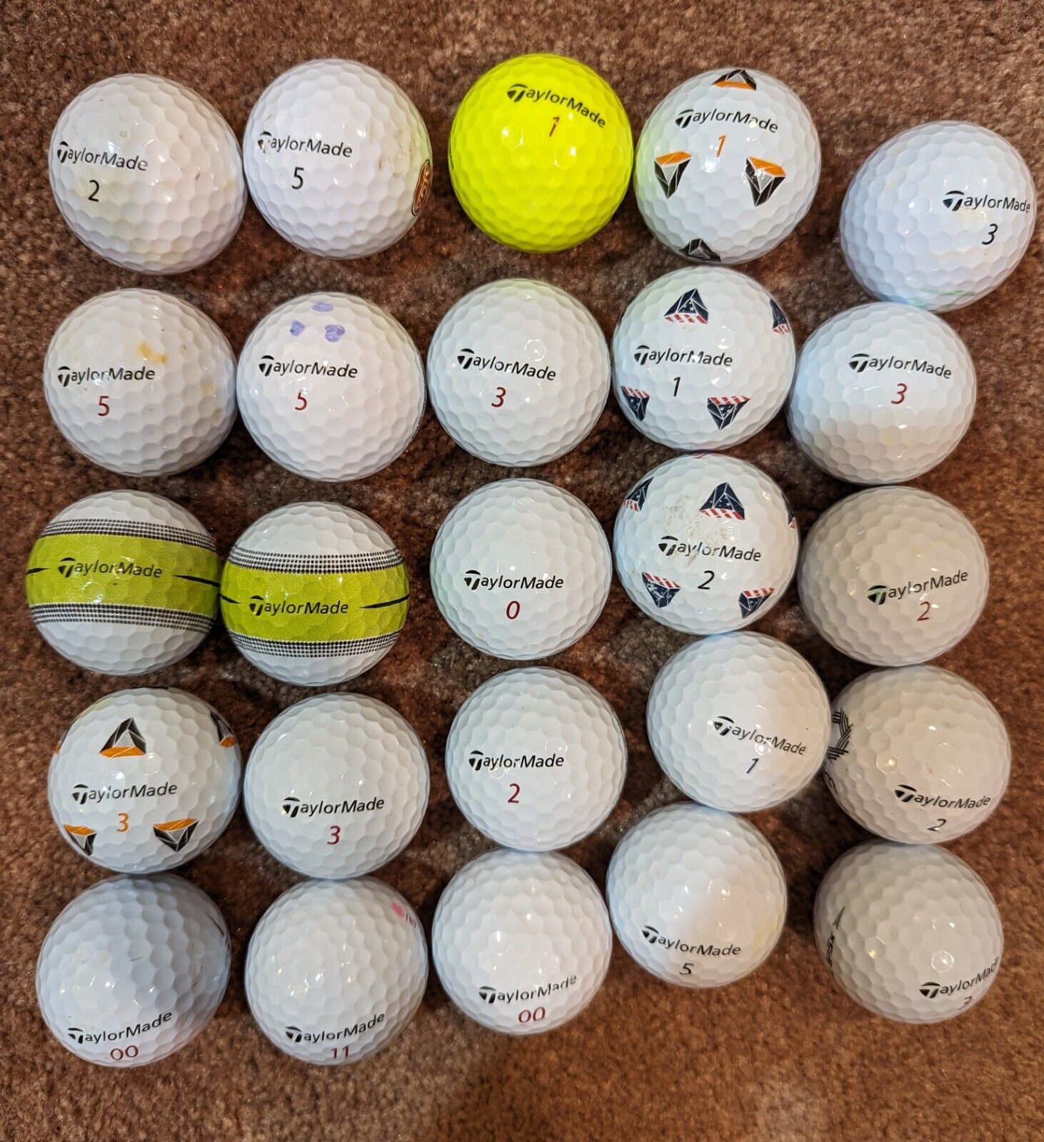 25 Used TaylorMade Mix golf balls 4A / 5A