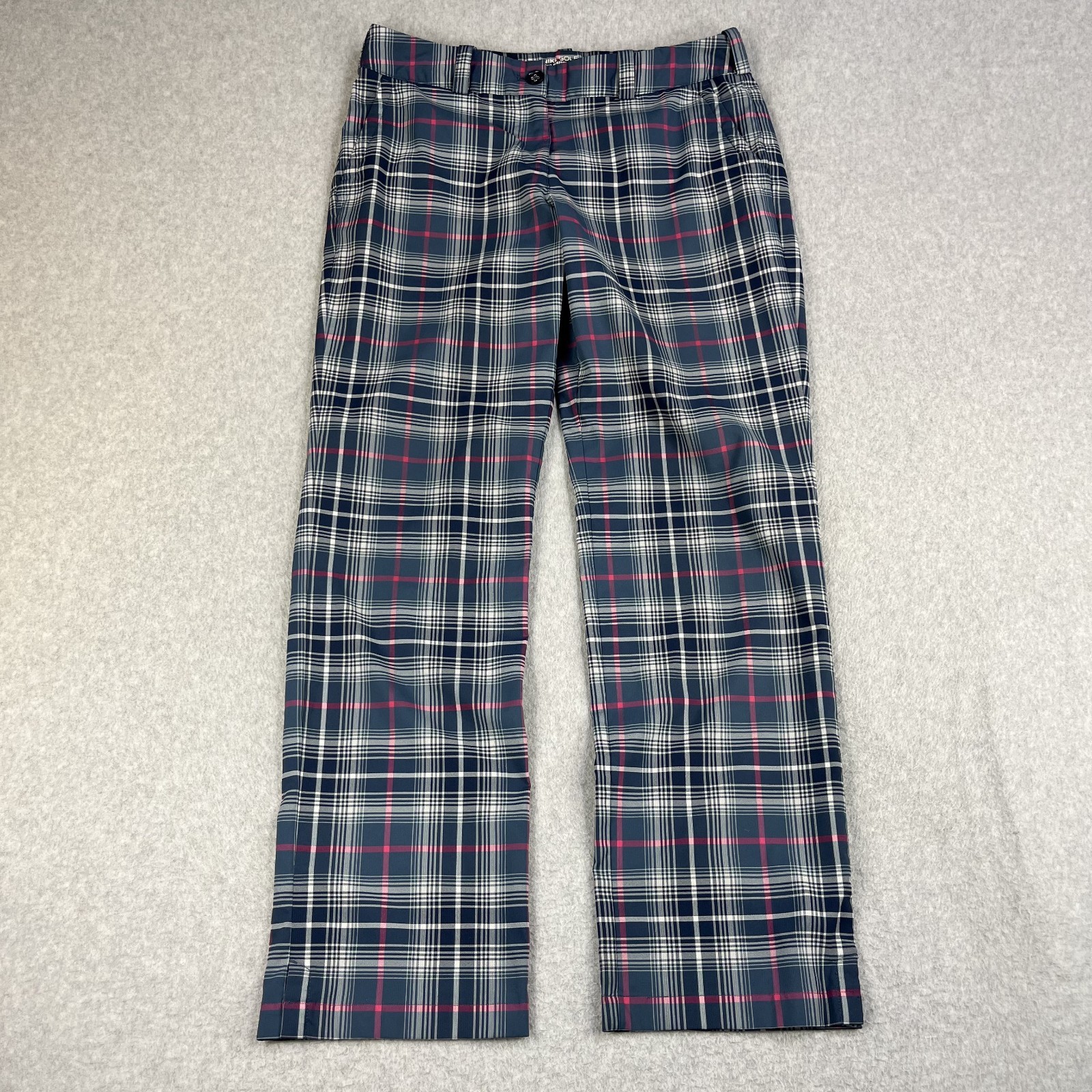 Nike Golf Performance Tour Plaid Pants Womens 10 (32x32) Stretch Hem Slit Light Nike Golf Performance Tour Plaid Pants Womens 10 (32x32) Stretch Hem Slit Light