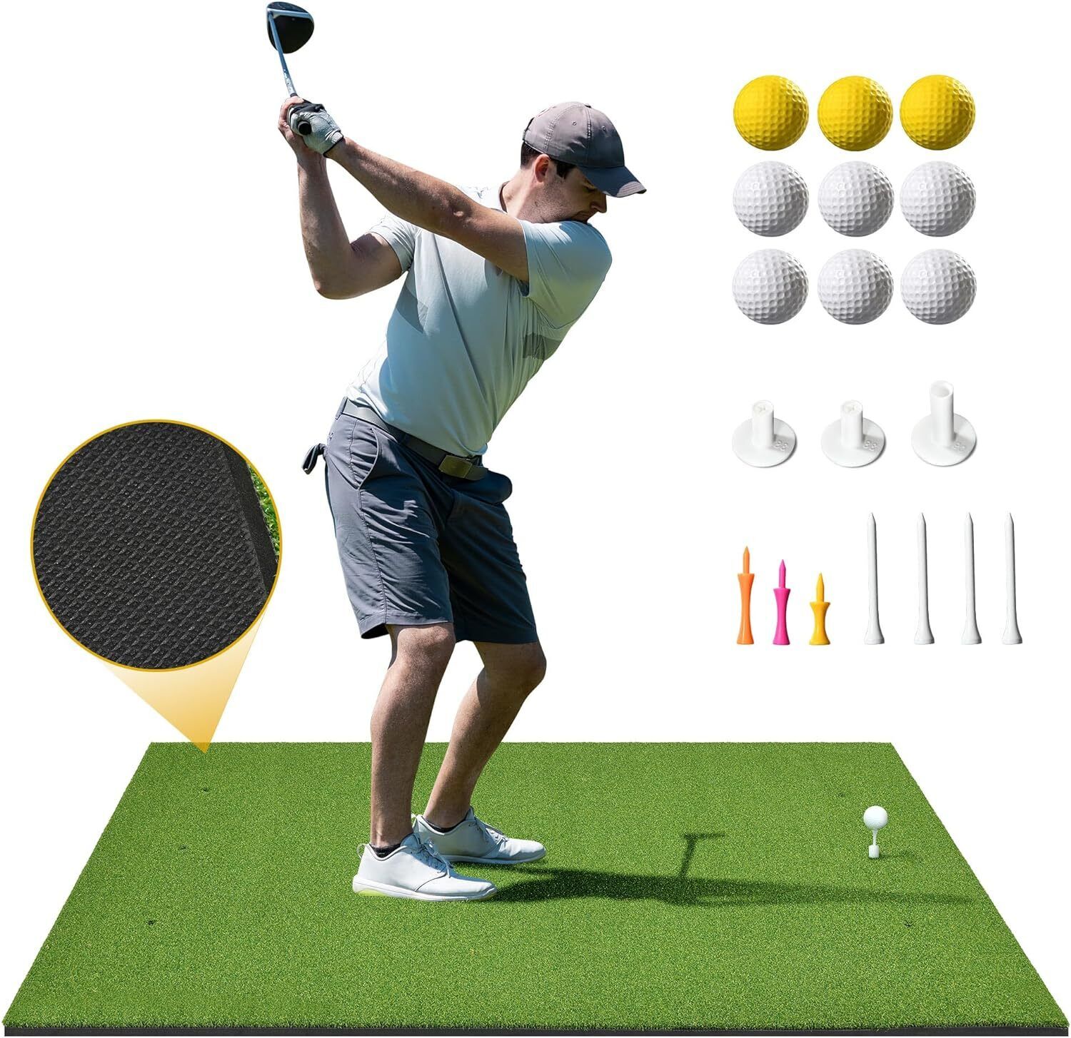 Golf Hitting Mat Golf Mat Anti-Slip Indoor Training Practice Mat 5×4ft Outdoor