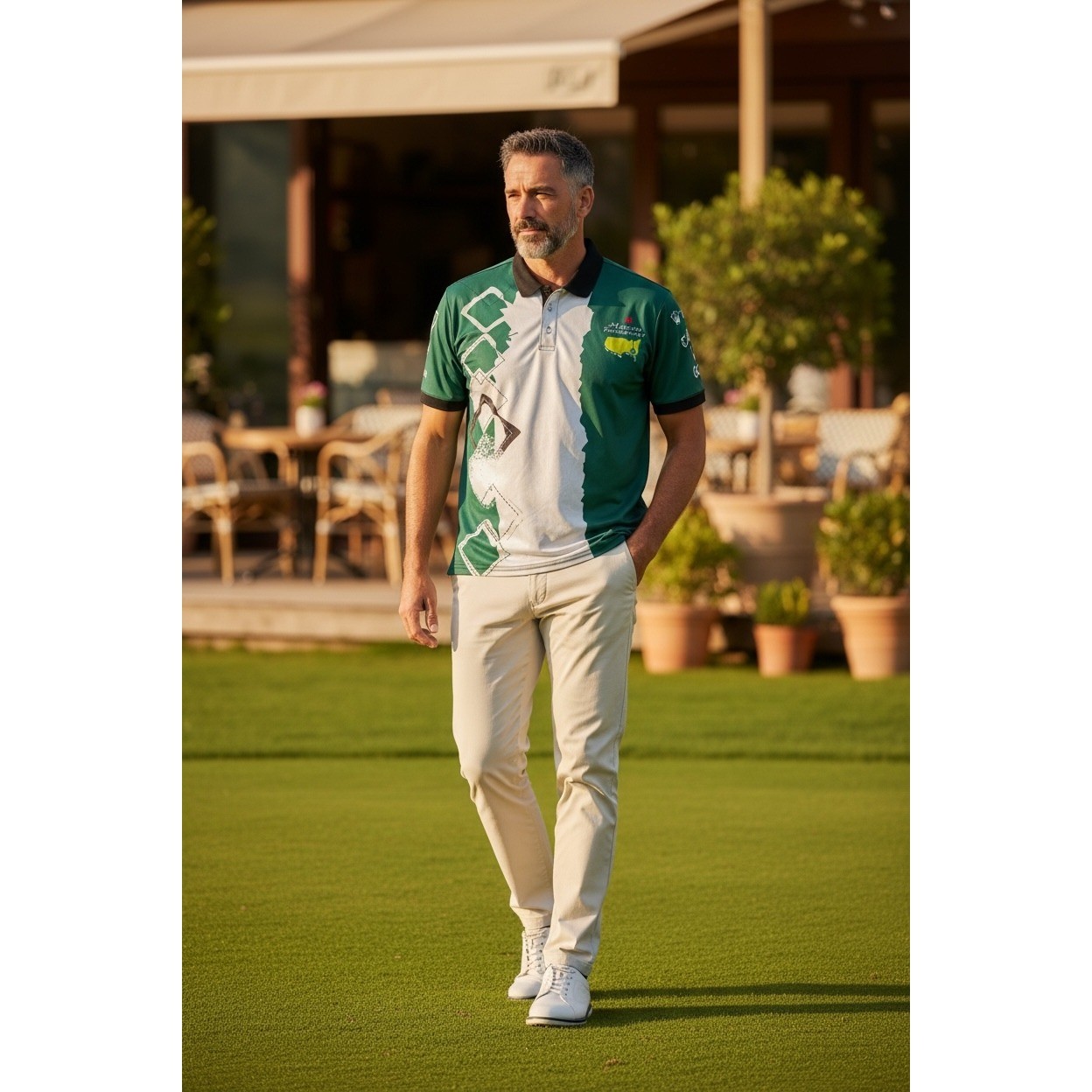 Mens Masters Tournament Golf Polo Shirt Green White XL Rolex Callaway