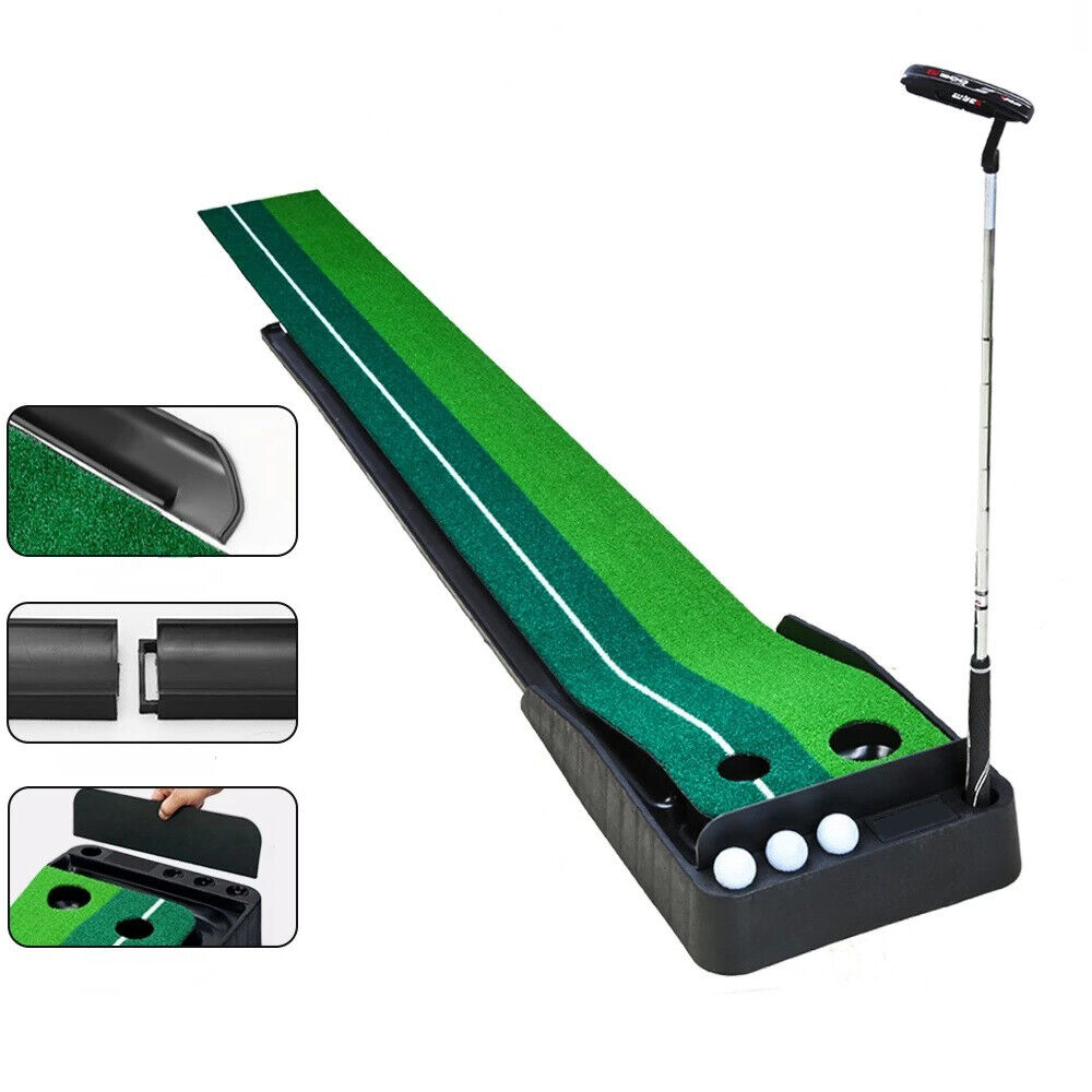 Indoor Golf Putting Green Golf Training Putting Mat Tracks With Auto Ball Return
