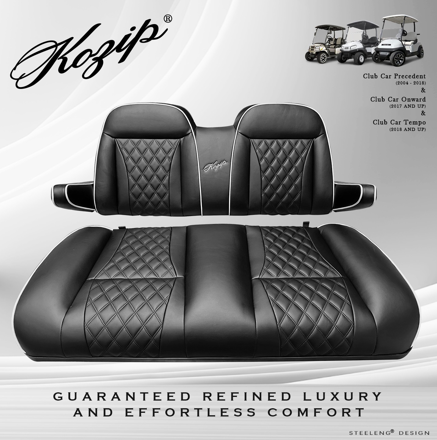'KOZIP' CLUB CAR PRECEDENT/TEMPO GOLF CART FRONT SEAT/BACKREST CUSHION SET BLACK 'KOZIP' CLUB CAR PRECEDENT/TEMPO GOLF CART FRONT SEAT/BACKREST CUSHION SET BLACK