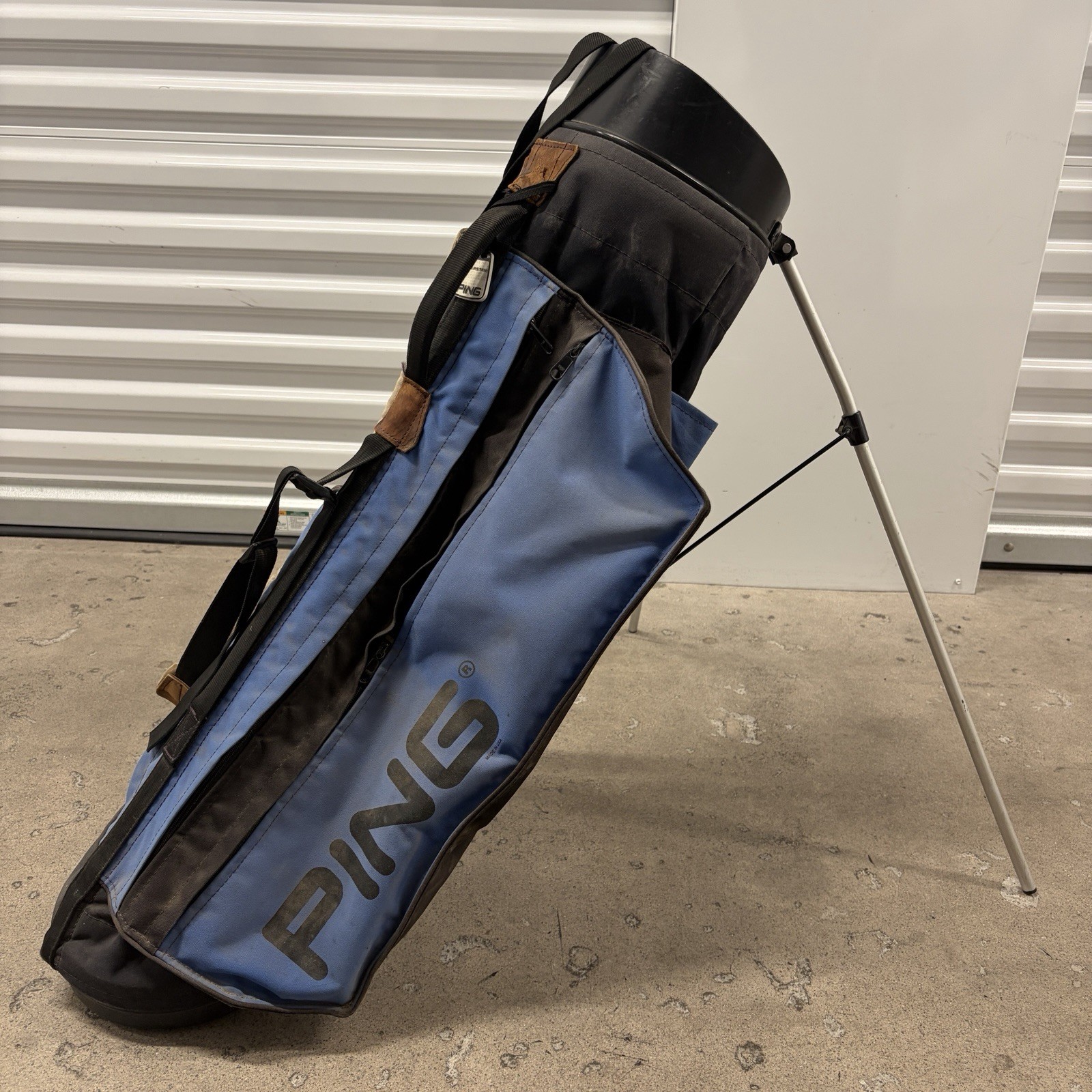 Ping Karsten L8 Stand Bag 90s USA Vtg Golf two tone Hoofer Sunday 4 Way Ping Karsten L8 Stand Bag 90s USA Vtg Golf two tone Hoofer Sunday 4 Way
