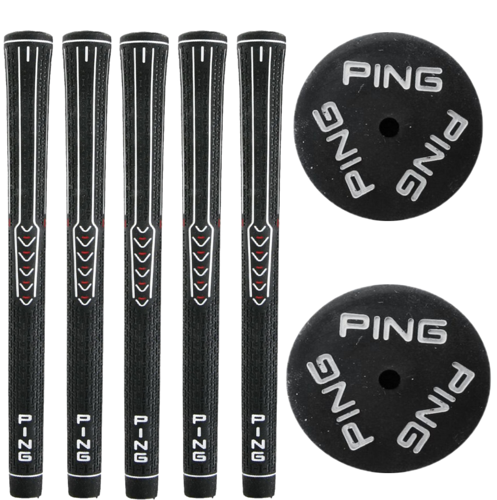 PING ID-8 GOLF GRIPS STANDARD .600 RIBBED ALIGNED BLACK WHITE BUNDLE SET NEW
