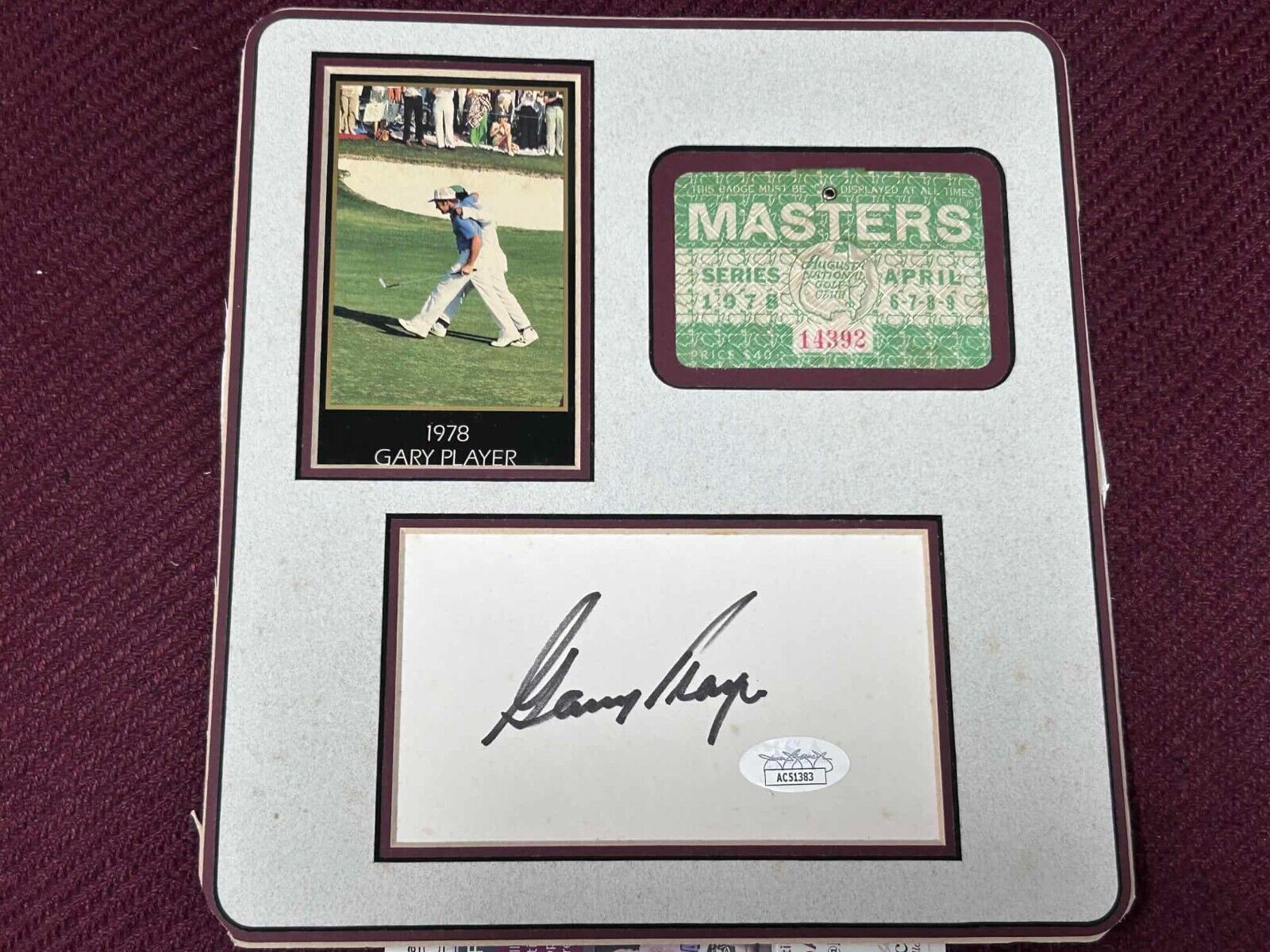 Gary Player JSA Golf Signed Cut Signature  & Original 1978 Masters Badge