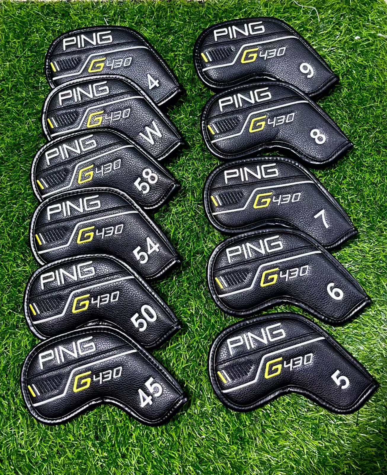11Pcs PING G430 No.4-9.W.45.50.54.58 Golf Club Iron Head Cover Leather Magnetic