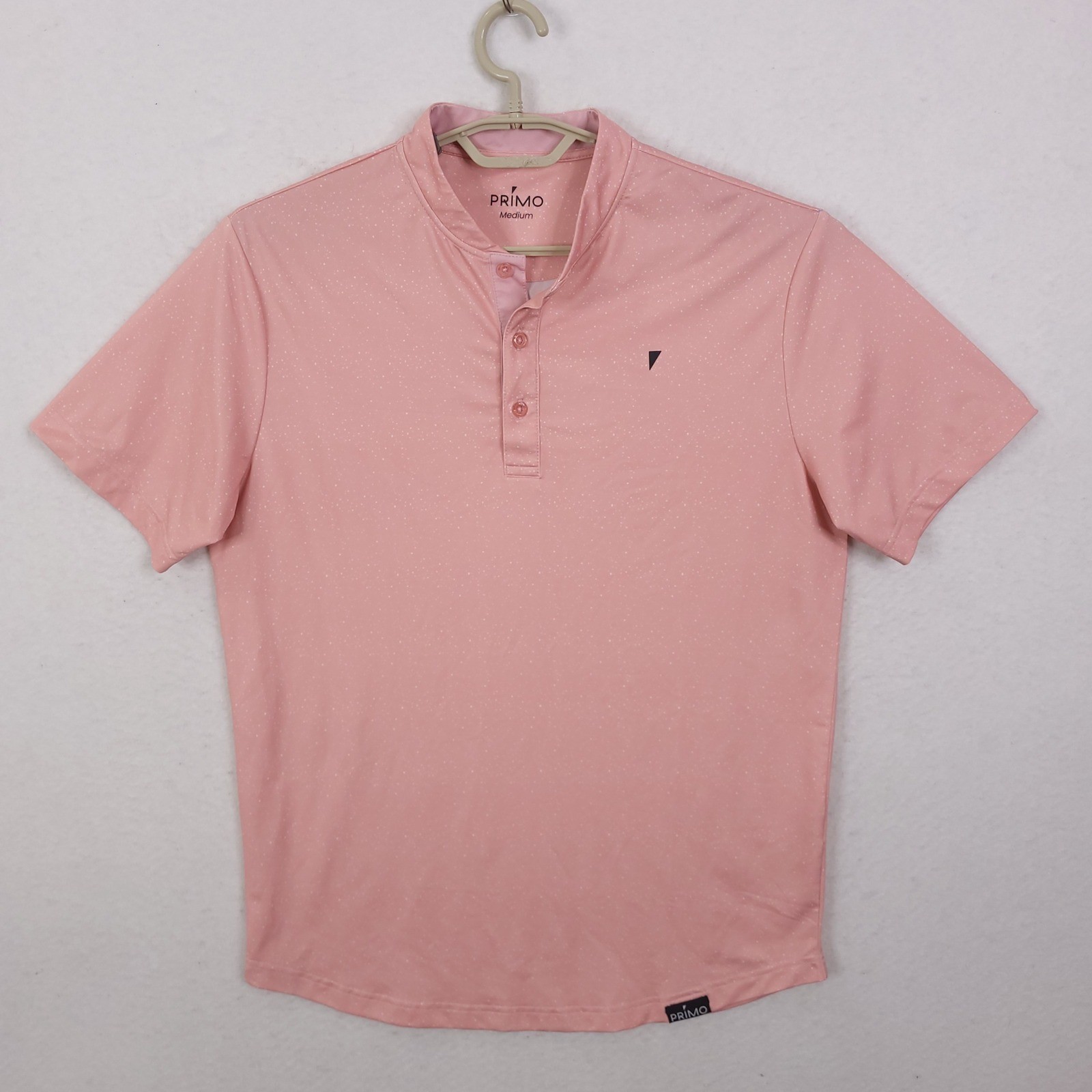 Primo Golf Polo Mens Medium Pink Speckled Mandarin Collar Performance Shirt