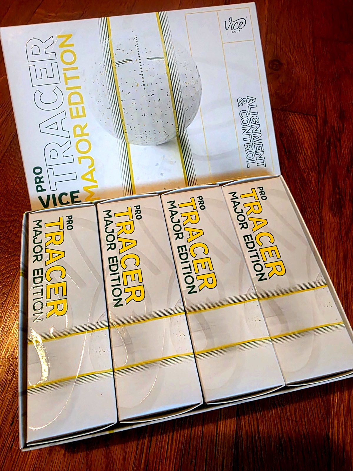 Vice Pro Tracer Major Edition Golf Balls 12-Pack White Green Yellow Vice Pro Tracer Major Edition Golf Balls 12-Pack White Green Yellow