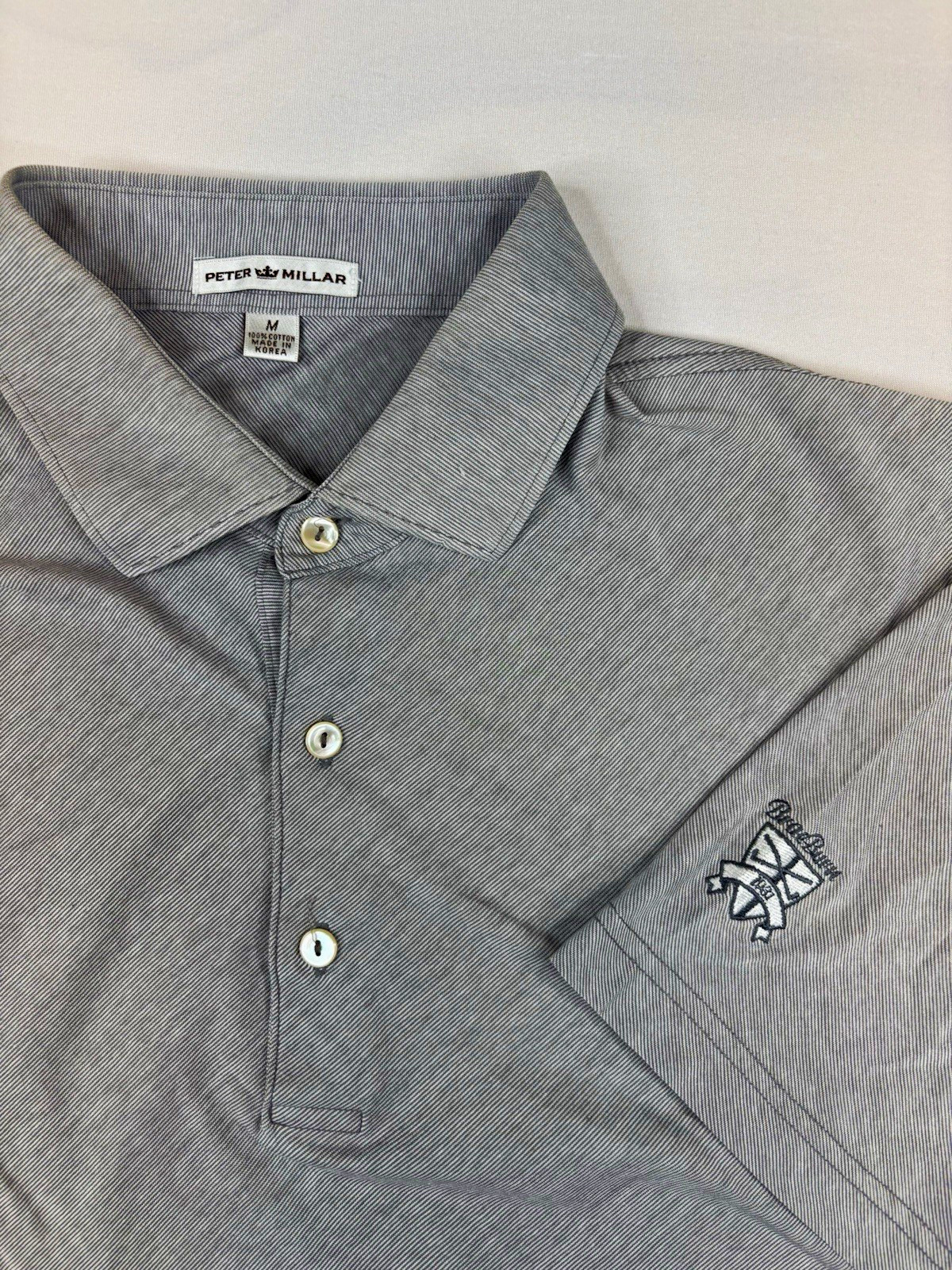 Peter Millar BraeBurn Country Club Men’s Medium Gray Short Sleeve Polo Peter Millar BraeBurn Country Club Men’s Medium Gray Short Sleeve Polo