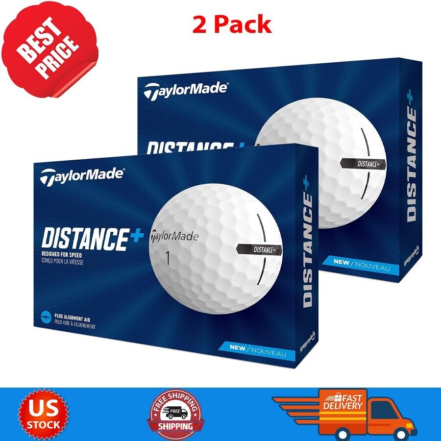 2021 TaylorMade Distance+ Golf Balls, White - 2 Pack 12 Count