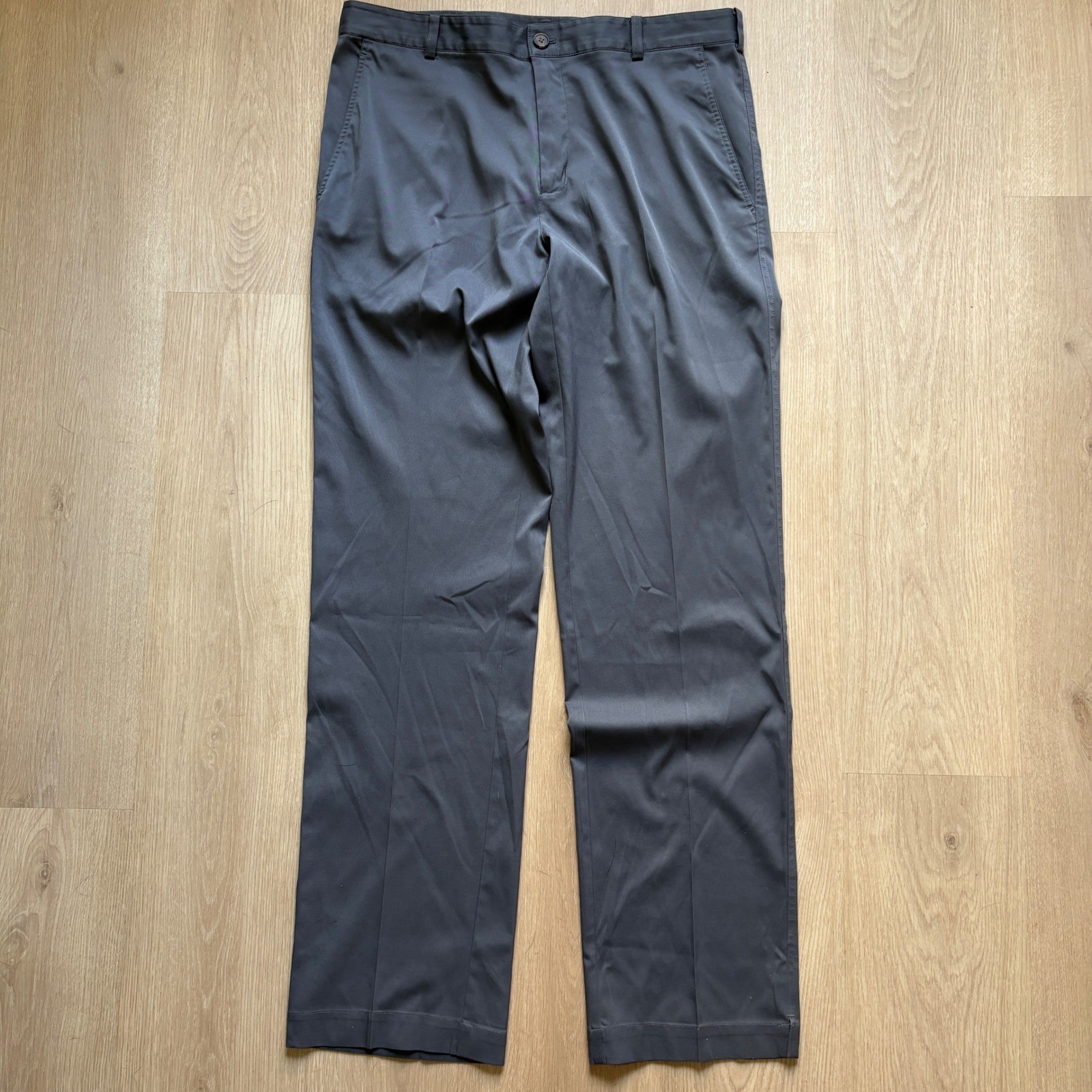 Nike Golf Dri-FIT Mens Gray Flat Front Performance Pants 34x34 Charcoal Swoosh