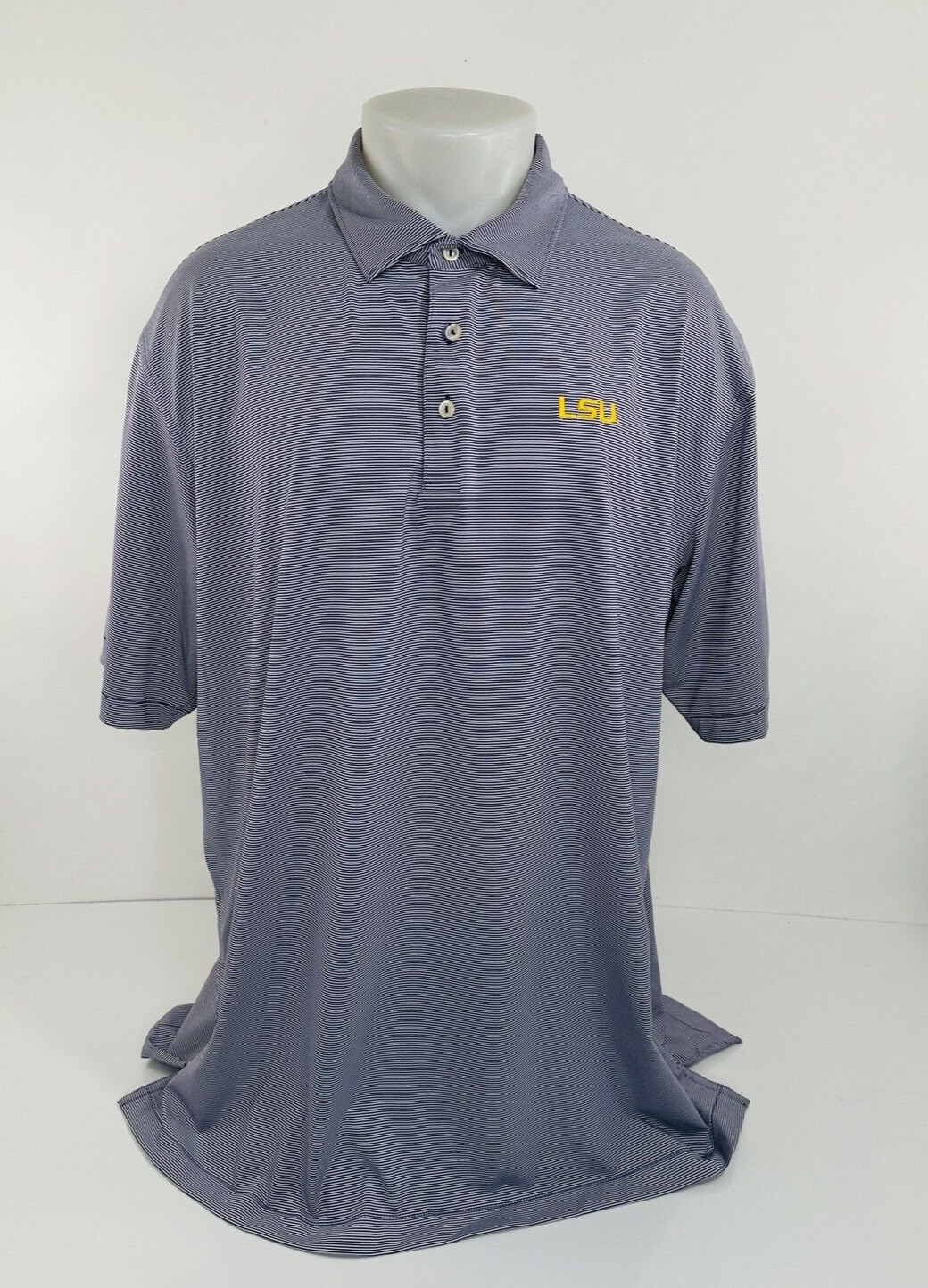 PETER MILLAR - Summer Comfort Stripe Embroidered LSU Mens 2XL. Shirt
