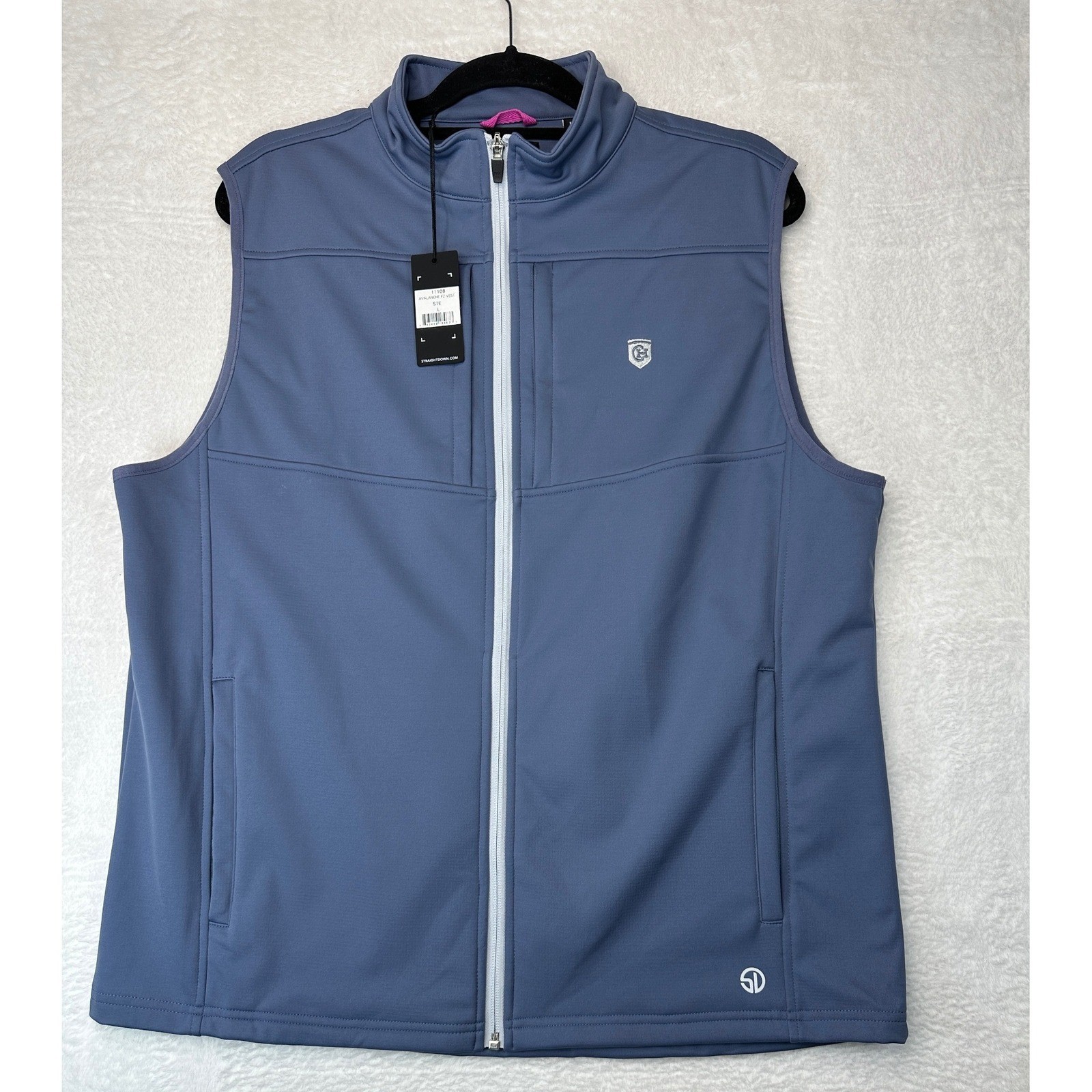 Straight Down Avalanche FZ Vest Mens Large Steel Blue Full Zip Golf Vest Straight Down Avalanche FZ Vest Mens Large Steel Blue Full Zip Golf Vest