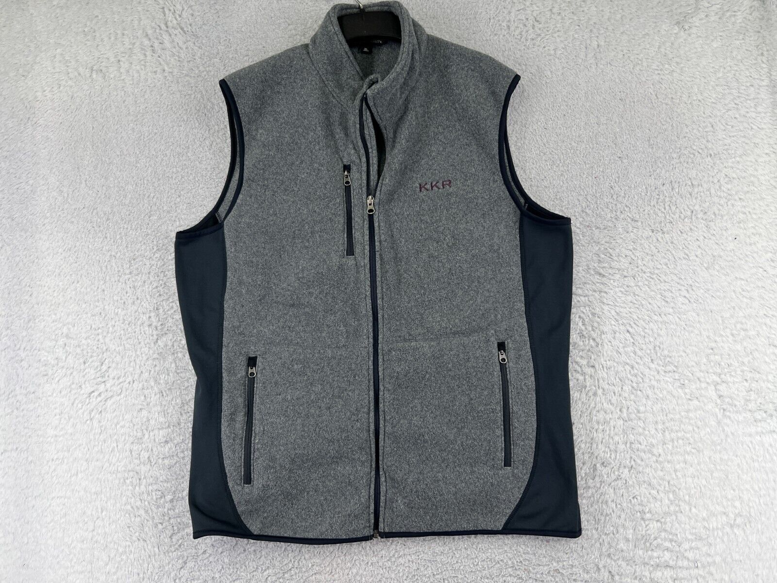 Port Authority Vest Men Extra Large Gray Black Full Zip Polyester Fleece Pockets