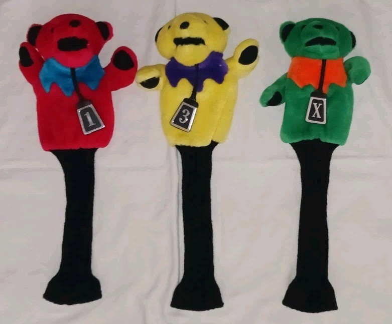Set Of 3 Vintage 1997 GDM Grateful Dead Dancing Bears Golf Head Covers