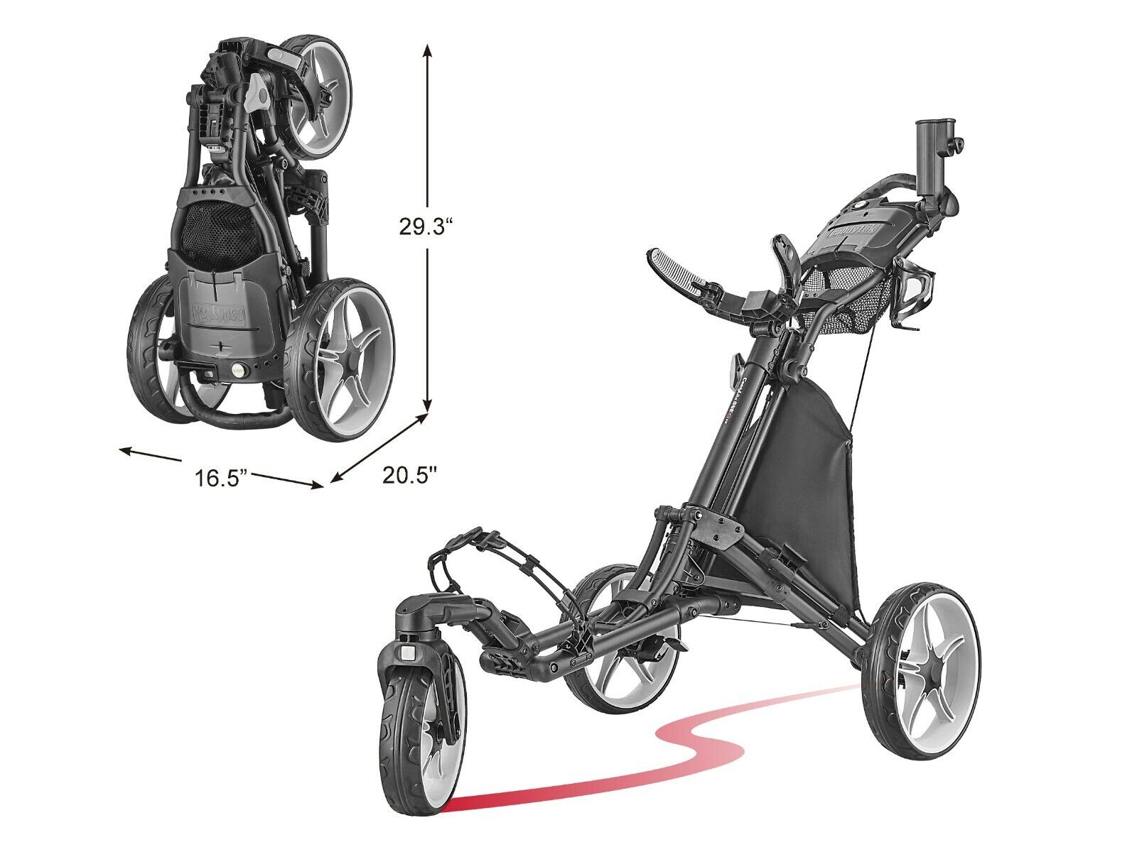 CaddyTek CaddyLite Silver Swivel Front Wheel  Golf Push Cart Version 8