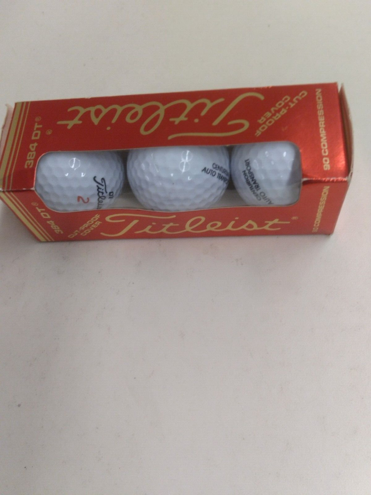 3 Titleist 384 DT 90 Golf Balls 1 Sleeves 3 Balls NOS Ball Cut proof cover