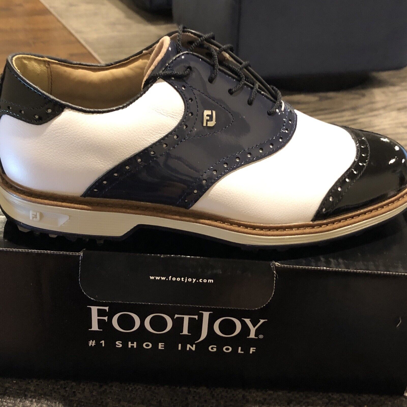 FootJoy Dryjoys Premiere Series Wilcox Golf Shoes - Navy/White 54323,SZ.9