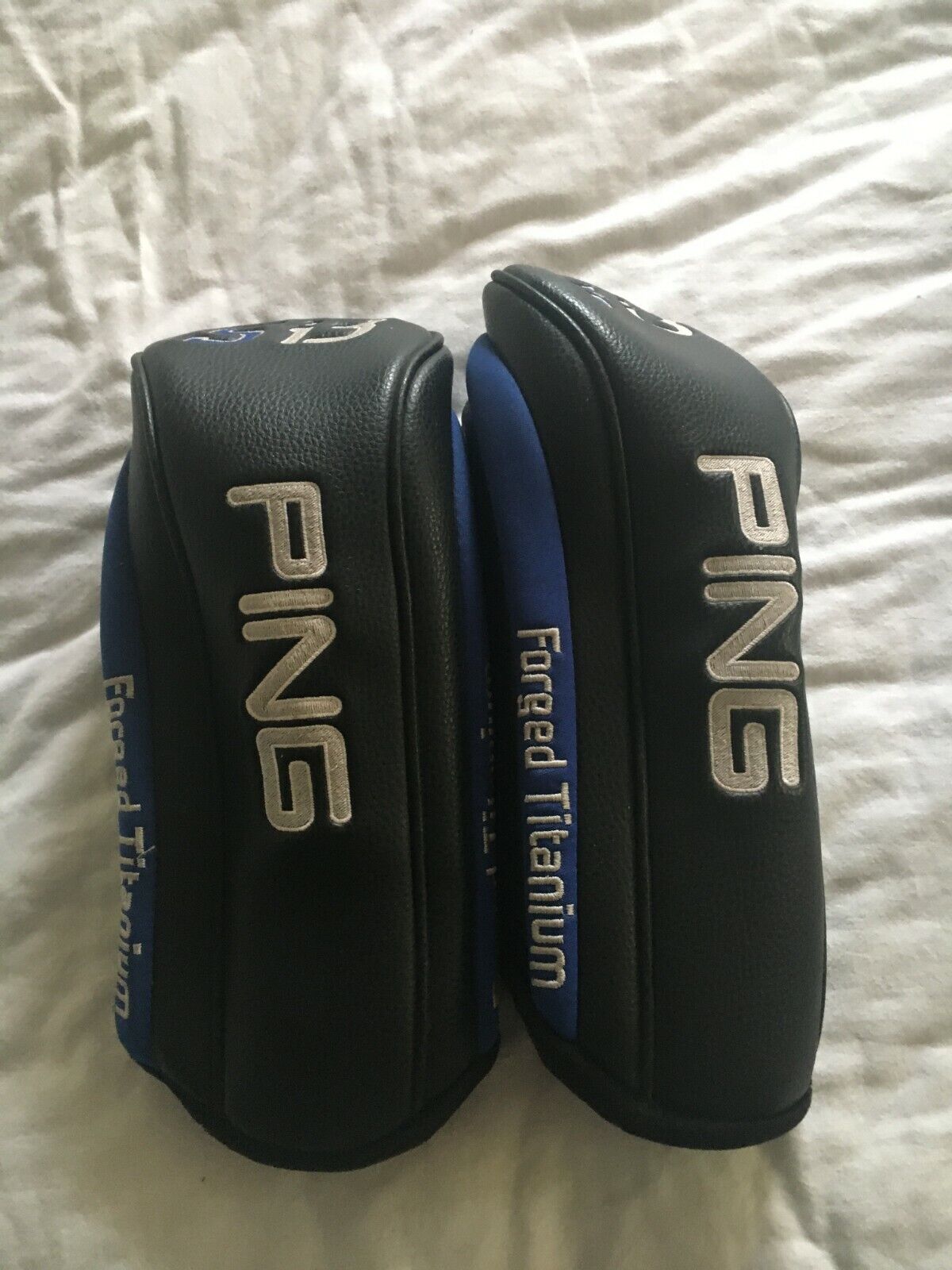 Two PING GOLF S i3 DRIVER HEADCOVER - Forged Titanium Si3 Blue Head Cover 